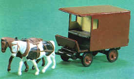 4 Wheeled delivery van with two horses 