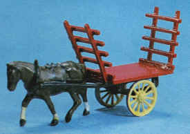 2 Wheeled hay cart and horse 
