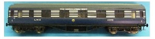 O-scale Stanier coach, Coronation Scot Blue - 2-rail - All 1st