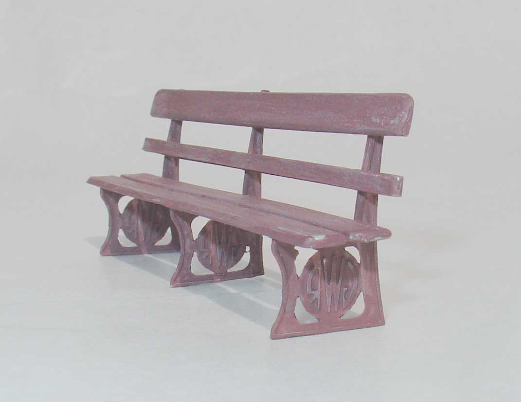 0-scale Duncan Models GWR Seat with roundels in the ends