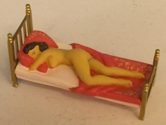 Omen - Nude girl on a bed, reclining on her side 