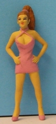 Omen - Girl in low cut mini-dress, hair in a pony-tail