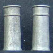 Pair of tall chimney pots with single bead top rim