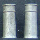 Pair of tall chimney pots with single bead top rim