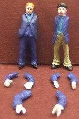 1:43 Unknown Make Painted Figures 2 Men (Arms not attached) x 1