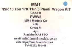 MMI PWW5 North Staffs 10-ton 17ft 11inch 3-plank Wagon Kit - No wheels