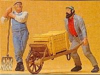 1:22.5 'Workers' One pushing a loaded barrow-One leaning on a fork.
