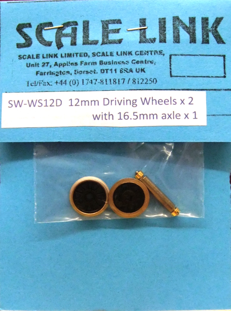 12mm 00/H0 Driving wheels x 2 + 16.5mm axle x 1