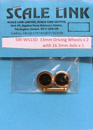 13mm 00/H0 Driving wheels x 2 + 16.5mm axle x 1