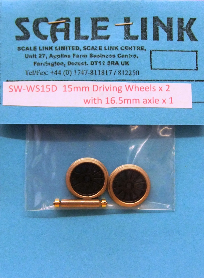 15mm 00/H0 Driving wheels x 2 + 16.5mm axle x 1