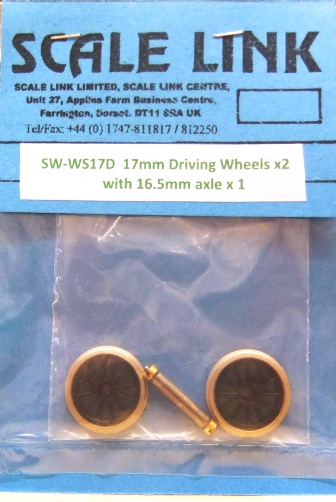 17mm 00/H0 Driving wheels x 2 + 16.5mm axle x 1