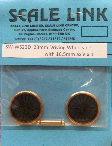 23mm 00/H0 Driving wheels x 2 + 16.5mm axle x 1