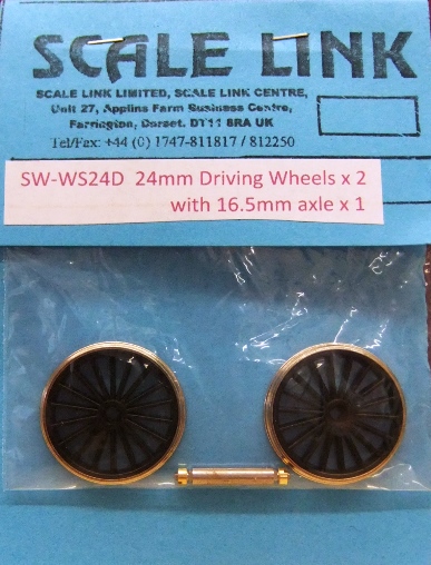 24mm 00/H0 Driving wheels x 2 + 16.5mm axle x 1