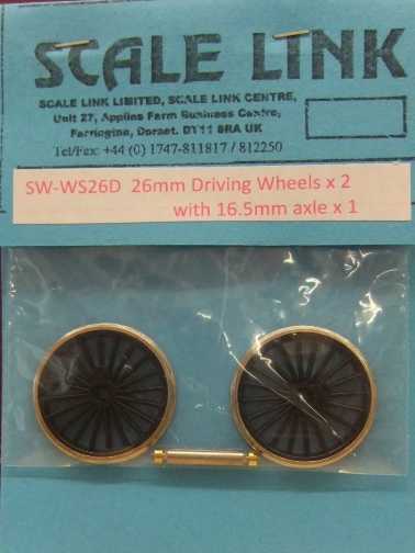 26mm 00/H0 Driving wheels x 2 + 16.5mm axle x 1