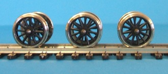 14mm Wagon/Coach/Tender wheels - 12-spoke