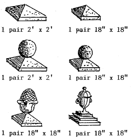 Assorted pier cappings 